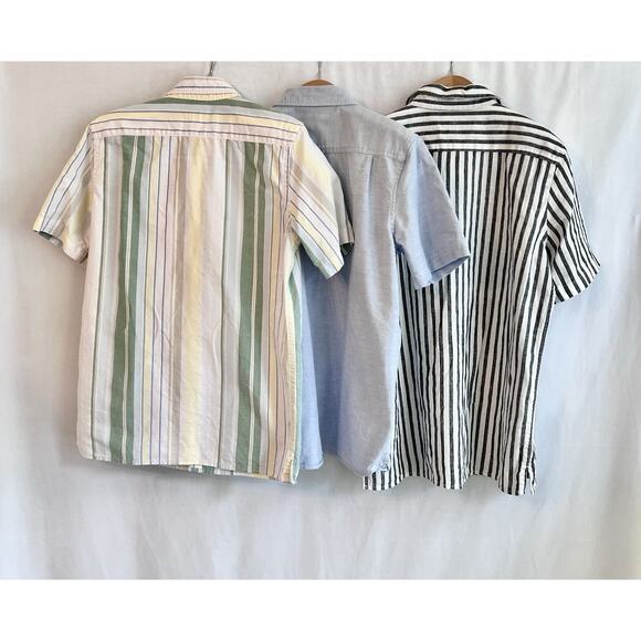 THREE Gap Boys XL 14 Short Sleeve Button Up Shirts Linen Cotton Blue Green - Picture 2 of 8